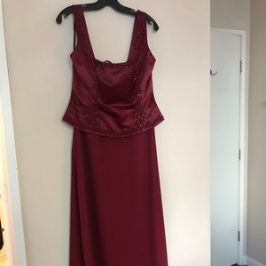Wine color evening dress
